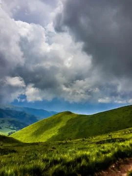 View from a top of the mountain on a cloudy day Stock Photos