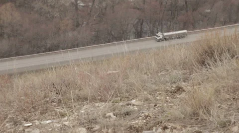 View from the top of the mountain on the highway Stock Footage 62066759