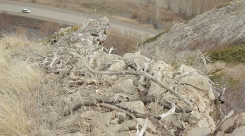 View from the top of the mountain on the highway Stock Footage 62067032