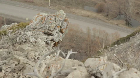 View from the top of the mountain on the highway Stock Footage 62067316
