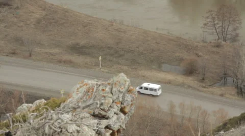 View from the top of the mountain on the highway Stock Footage 62068670