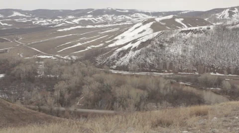 View from the top of the mountain on the highway Stock Footage 62072635