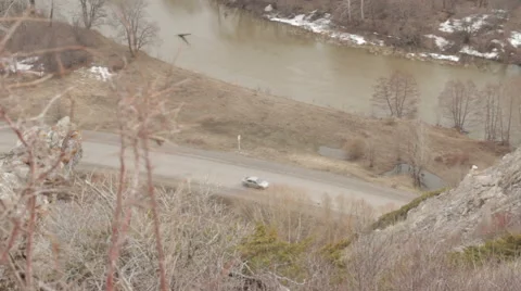 View from the top of the mountain on the highway Stock Footage 62078844