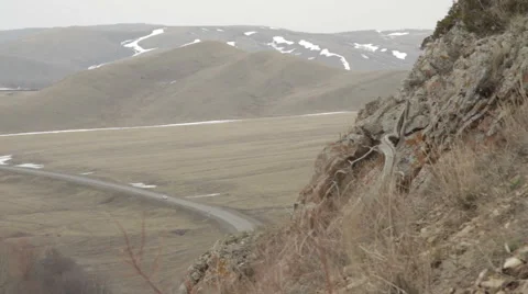 View from the top of the mountain on the highway Stock Footage 62090104