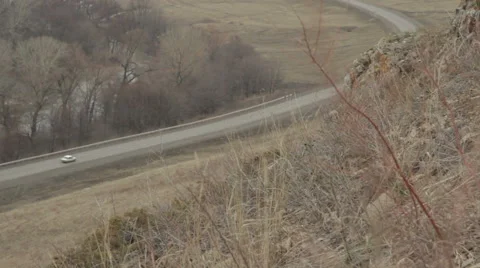 View from the top of the mountain on the highway Stock Footage 62090109