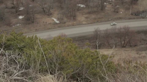 View from the top of the mountain on the highway Stock Footage 62103809