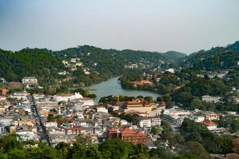 View from top of the mountain over Kandy Stock Photos