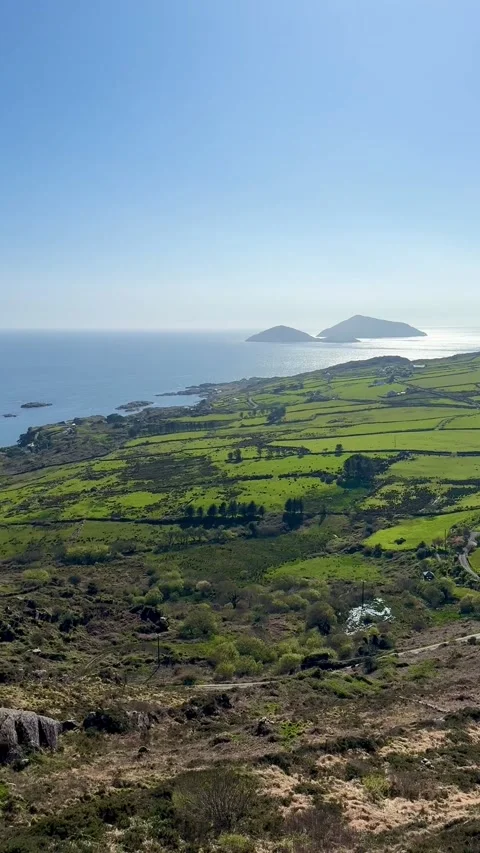 View from the top of mountain, ring of kerry, farraniaragh, ireland. Stock Footage 315435208