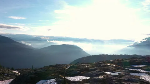 View from the top of the mountain at sunrise Stock Footage 139698864