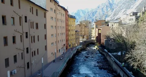 View from the top of the mountain town of Andora la Vela, Catalonia, mountain Stock Footage 101318030
