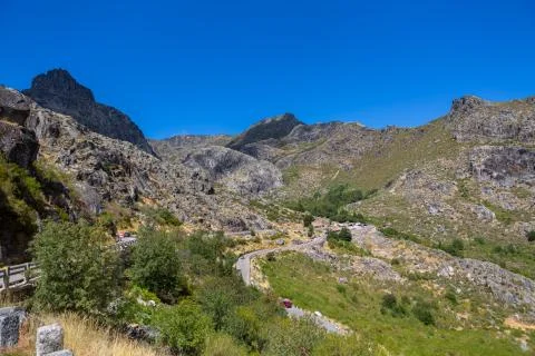 View from the top of the mountains of the Serra da Estrela natural park Stock Photos