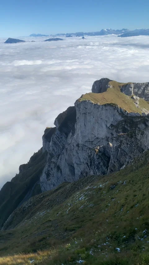 View on top of Mt Pliatus, Lucerne Switzerland on a sunny day. Stock Footage 165066329