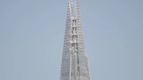 View of Top Peak of The Shard Building in City of London. Stock Footage 333800493