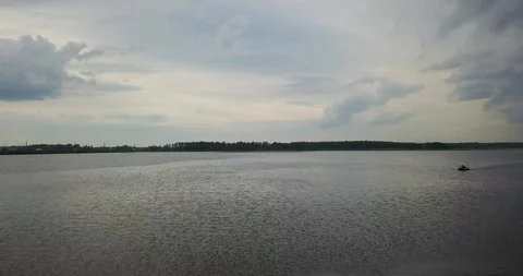 View from the top of the river with a bridge Stock Footage 98649574