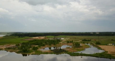 View from the top of the river with a bridge Stock Footage 98651182