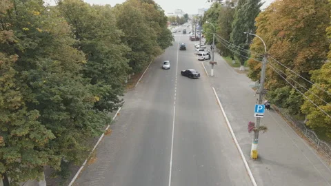 View from the top of the road in the forest Stock Footage 142942918