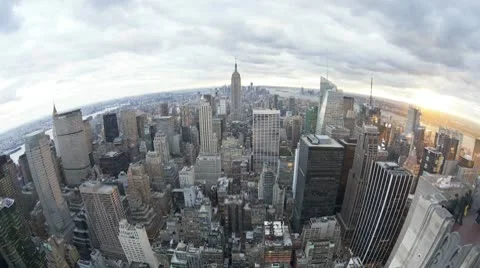 View from Top of the Rock, at Rockefeller Plaza, New York, USA, T/lapse Stock Footage