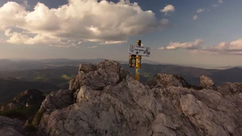 View from the top of a rocky mountain on the mountain landscape in the Video stock 201163716