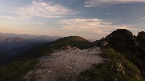 View from the top of a rocky mountain on the mountain landscape in the Stock Footage 201163735