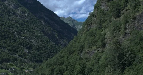 View from the top of Saint Gotthard Village Wassen Canton of  Switzerland. Stock Footage 121007341