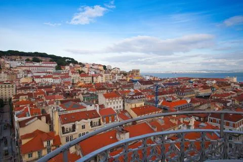 View from the top of the Santa Justa elevator on Lisbon 库存照片