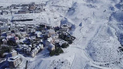 View from the top to the ski resort sunny day. Stock Footage 236390388