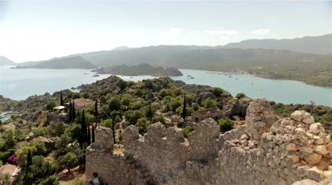 View at the top of a small island Stock Footage 60640677