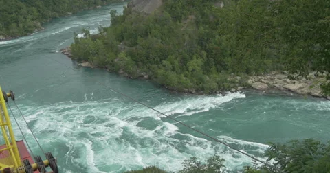 View of top of Soar the Great Gorge above the river at Niagara Falls, Canada Video stock 58812259