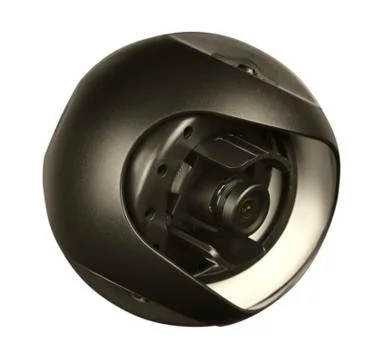 View from top of spherical security camera. Isolated on white background Stock Photos