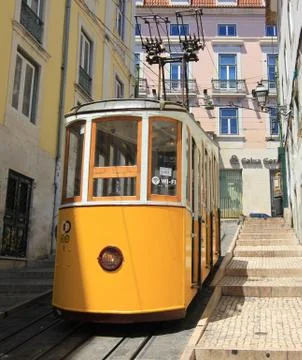 View from the top station of the bica elevator (ascensor da bica) in lisbon,  Stock Photos
