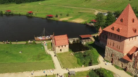 View from the top of the Sula Interactive History Park Museum in Belarus. Stock Footage 256178109