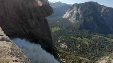 View from the top of the Yosemite Falls  with the rainbow Stock-Footage 116045754