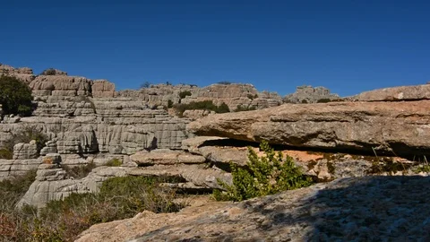 View of Torcal de Antequera in Malaga, Spain, an impressive karst landscape of Video stock 85834807