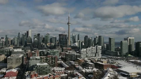 View of Toronto after a fresh snowfall in winter Stock Footage 147467429