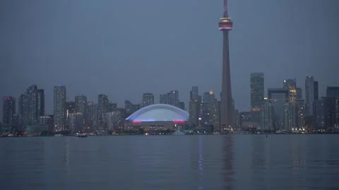 View of the Toronto Cityscape at night Stock Footage 143155752