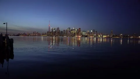 View of the Toronto Cityscape at night Stock Footage 146670674