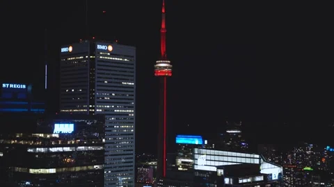 View of the Toronto Cityscape at night Stock Footage 172101712