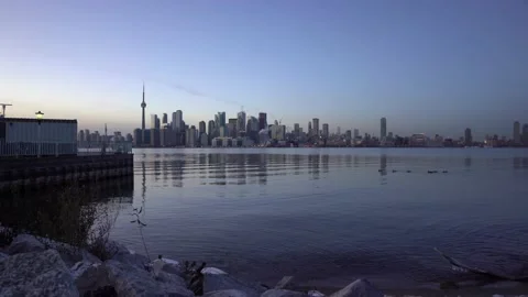 View of the Toronto waterfront on winter Stock Footage 146670684