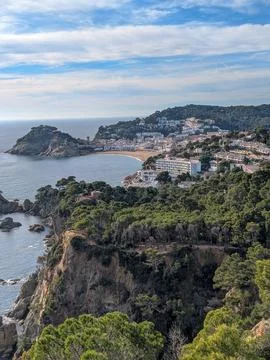 View of Tossa de Mar, a charming seaside town on the Costa Brava in Catalon Stock Photos