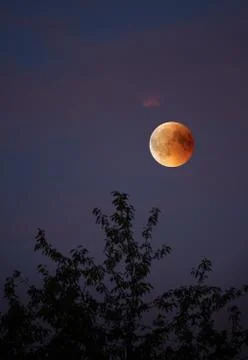 View of Total Lunar Eclipse bloodmoon on July 28 2018 in Germany Stock Photos