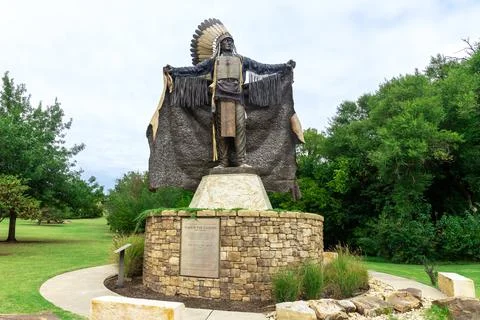 View of the Touch the clouds monument of University of Central Oklahoma. Stock Photos