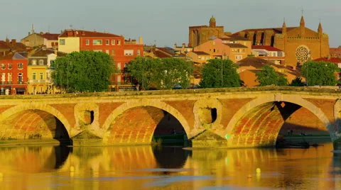View of Toulouse in a sunset timelapse Stock Footage 55886184