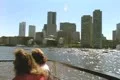 View from tour boat of financial district Footage