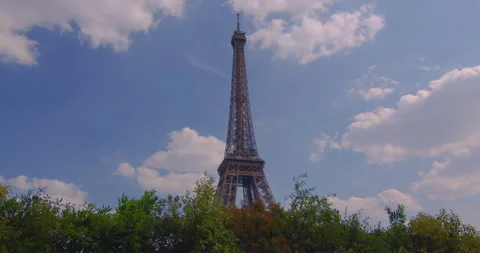 View of Tour Eiffel Tower and Seine river bridge, Paris city attractions, France Stock Footage 244328056