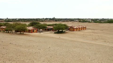 View of the tourist complex from Huaca de la Luna Stock Footage