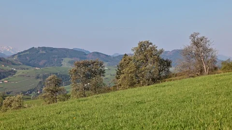 View from touristic road moststrasse in the austrian district mostviertel Stock Footage 128354180