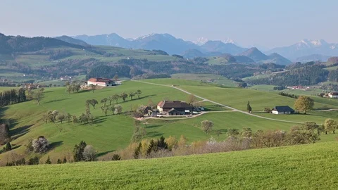 View from touristic road moststrasse in the austrian district mostviertel Stock Footage 128354424