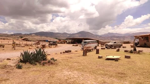 View of the touristic site called "Mountain view experience" near Cusco, Peru. Stock Footage 288383402