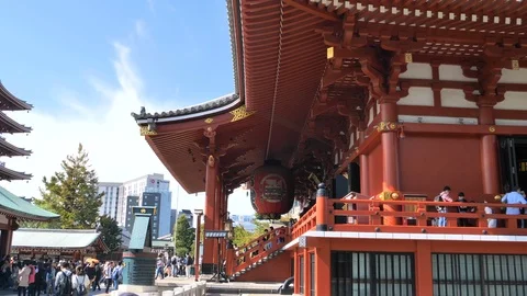 The view of the tourists inside the Senso-ji Temple in Tokyo Japan Stock Footage 121387429