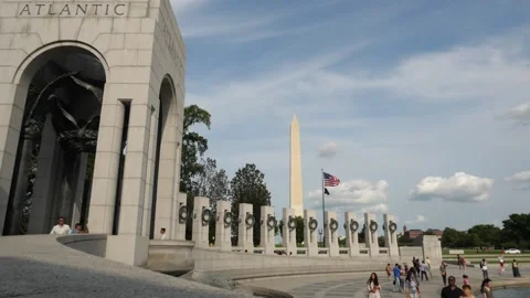 View of tourists sightseeing at the Washington Monument, DC, USA Stock Footage 153123492